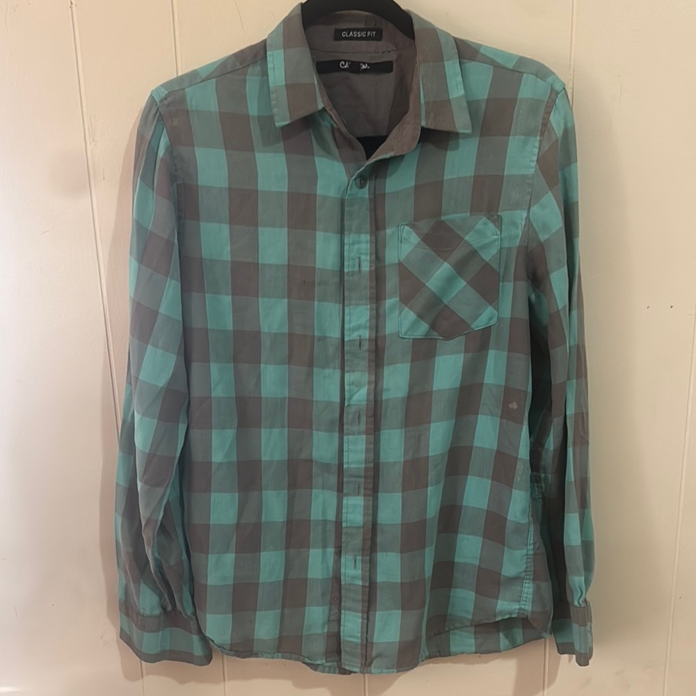Carbon Teal and Brown Plaid Shirt